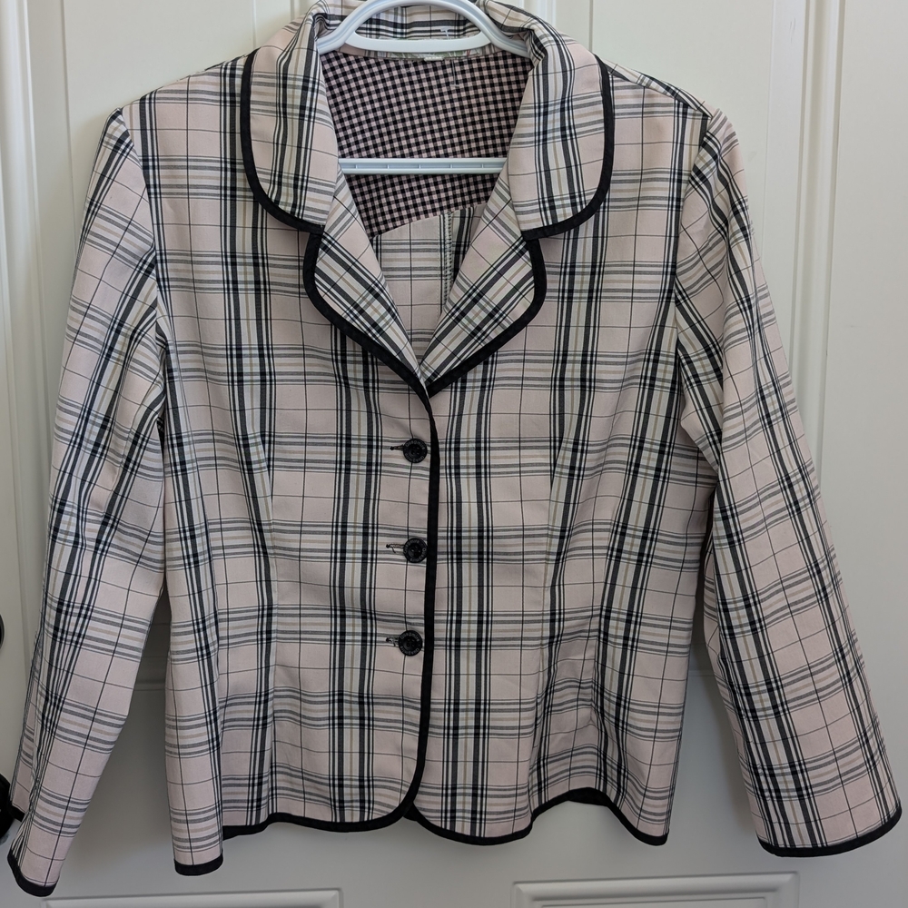 Quagmire Pink and Black Plaid Blazer with Tailored Fit